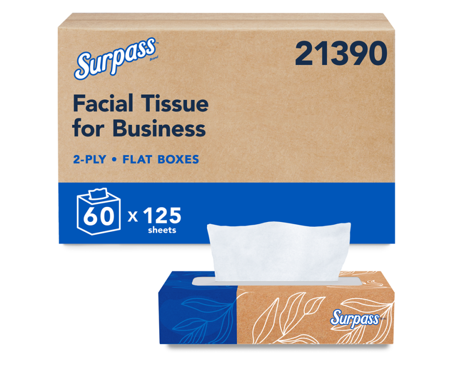 Surpass® 2-Ply Flat Box Facial Tissue (125 Tissues/Box, 60 Boxes/Case)